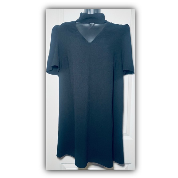 “New Zara Black Midi Dress with Tags - High Neck, Short Sleeves, Size L, Made in - Picture 13 of 15